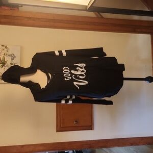 Torrid Black Hooded Good Vibes Long Sleeved Tee Size 1 (16/18)